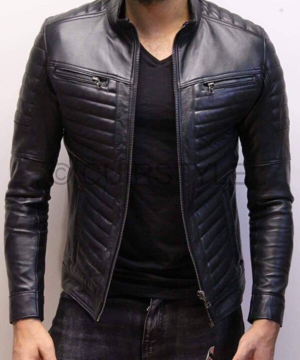 Jacket En Cuir Véritable réf 003Noir